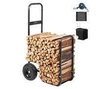 VEVOR Carro de Transporte de Troncos de Leña Carga 113,4 kg Carro para Leños de Acero 67x52x110 cm Almacenamiento de Leños con Ruedas de PU Cubierta Impermeable Soporte para Leños para Chimenea, Negro