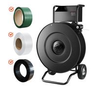 VEVOR Carro Flejador, Apto para Bobinas de Flejado de PET/PP/Acero con Núcleo de 20,3/40,6 cm, con Freno de Tambor Mejorado y Bandeja Espaciosa Integrada para Herramientas, 520 x 630 x 990 mm