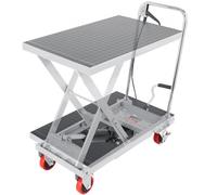 VEVOR Carro Hidráulico de Mesa Elevadora Capacidad de Carga de 230 kg Elevador Manual de Tijera Simple Altura de Elevación de 720 mm 4 Ruedas Cojín Antideslizante para Manipulación Transporte, Gris