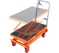 VEVOR Mesa Elevadora Hidráulica Carro Capacidad de Carga 350 kg Elevador Manual de Doble Tijera Altura de Elevación 1530 mm 4 Ruedas Cojín Antideslizante para Manipulación Transporte, Naranja