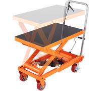VEVOR Mesa Elevadora Hidráulica Carro Capacidad de Carga 500 kg Elevador Manual de Tijera Simple Altura de Elevación 900 mm 4 Ruedas Cojín Antideslizante para Manipulación Transporte
