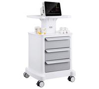 VEVOR Carro Laboratorio de 4 Niveles con 3 Cajones y 1 Bandeja Superior, Blanco