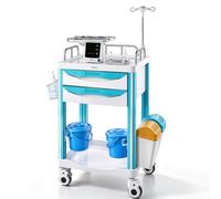 VEVOR Carro Médico Carga 110 kg Carro Auxiliar para Laboratorio con Ruedas | Almacenamiento para Dispositivos Médicos, con 2 Cajones, 2 Botes para Basura, 2 Cubos Colgantes, Cesta Lateral, Porta Suero