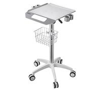 VEVOR Carro Médico Carga 30 kg Carro Auxiliar con 5 Ruedas Altura Ajustable, Organizador Móvil para Laboratorio Hospital Clínica, con 1 Cesta, Tablero de Acero al Carbono, Kit Completo de Instalación