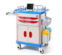 VEVOR Carro Médico con Ruedas Carga 110 kg Carro Auxiliar para Laboratorio | Organizador Móvil para Clínica, Hospital, Salón de Belleza, con 2 Cajones, Gabinete, Cesta, Botes para Residuos y Bandeja