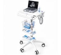 VEVOR Carro Médico con Ruedas Carga 30 kg Carro Auxiliar Altura Ajustable, Organizador Móvil para Laboratorio, Clínica, Hospital, con 2 Bandejas de Almacenamiento, 1 Cesta, Tablero de Acero al Carbono
