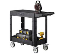 VEVOR Carro Multiusos, Carro Multifuncional de Plástico Resistente de 2 Estantes 1015 x 450 x 850 mm con Ruedas Giratorias de 360° (2 con Frenos), Carga de 250 kg, para Almacén, Garaje, Negro