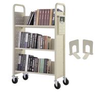 VEVOR Carro para Libros, Carro para Biblioteca con Estante Inclinado en Forma de V de Un Lado, 150 kg, 790x385x1250 mm, Ruedas Bloqueables, Almacenamiento de Libros y Almacenamiento para Escuela