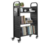 VEVOR Carro para Libros con Ruedas de 3 Niveles Estante en Forma de V, Negro