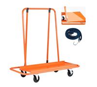 VEVOR Carro para Paneles, Capacidad de Carga de 816 kg, con 4 Ruedas Giratorias y Correa de Tensión, Ayuda de Transporte para Contrachapado, Yeso y Vidrio, 1150 x 555 x 1180 mm, Color Naranja