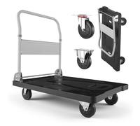 VEVOR Carro Plataforma Plegable 895 x 595 mm, Carretilla de Transporte Carga de 299,37 kg, Carrito Portaequipajes con Plataforma con Ruedas de 127 mm, Asa de Empuje para Tareas Domésticas, Almacén