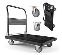 VEVOR Carro Plataforma Plegable 895 x 595 mm, Carretilla de Transporte Carga de 453,59 kg, Carrito Portaequipajes con Plataforma con Ruedas, Asa de Empuje para Tareas Domésticas, Almacén, Mudanza