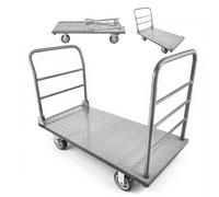 VEVOR Carro Plataforma Plegable de Acero 122 x 61 cm, Carretilla de Transporte Carga de 1202 kg, Carrito Portaequipajes con Plataforma con Ruedas de 152 mm, para Tareas Domésticas, Almacén, Mudanza