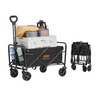 VEVOR Carro Plegable, Carro de Playa, 2 pies cúbicos, Ruedas Todo Terreno de 5 Pulgadas, Carro Plegable Resistente, Capacidad de Peso 220 Libras, Soporte para Bebidas, Carro Deportivo para Camping