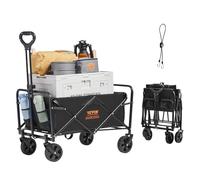 VEVOR Carro plegable, carro de playa, 2 pies cúbicos, ruedas todo terreno de 5 pulgadas, carro plegable resistente, capacidad de peso 220 libras, soporte para bebidas, carro deportivo para camping