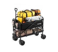 VEVOR Carro Plegable de Dos Pisos, Carro de Transporte Plegable 1120 x 560 x 800 mm con Ruedas Todoterreno, Carga de 204,12 kg, para Uso en Exteriores, para Camping, Deportes y Compras, Negro