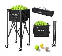 VEVOR Carro Plegable para Pelotas de Tenis con Ruedas, Capacidad de 120 Pelotas, Cesta de Tenis con Bolsillos Laterales, Bolsa de Nailon, Carrito de Entrenamiento Multideporte para Pickleball Béisbol