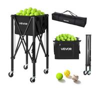 VEVOR Carro Plegable para Pelotas de Tenis con Ruedas, Capacidad de 120 Pelotas, Cesta de Tenis con Bolsillos Laterales, Bolsa de Nailon, Carrito de Entrenamiento Multideporte para Pickleball Béisbol