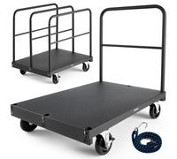 VEVOR Carro Portaplatos, Carga 816 kg, 2 en 1, con Ruedas Giratorias de 360°, Rodillo Portaplatos y 4 Pasamanos Laterales, para Fábricas, Almacenes y Garajes, Color Negro, 914 x 610 x 858 mm