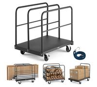 VEVOR Carro Portaplatos, Carga 816 kg, 2 en 1, con Ruedas Giratorias de 360°, Rodillo Portaplatos y 4 Pasamanos Laterales, para Fábricas, Almacenes y Garajes, Color Negro, 914 x 610 x 858 mm