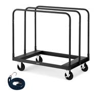 VEVOR Carro Portaplatos Carga 816 kg, con Ruedas Giratorias de 360°, Correa de Amarre y 3 Pasamanos Laterales, Rodillo para Platos, para Fábricas, Almacenes y Garajes, Negro, 955 x 610 x 935 mm