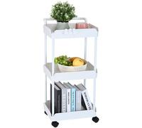 VEVOR Carro rodante de cocina de 3 niveles, carrito utilitario con ruedas y asa, color blanco