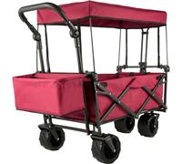 VEVOR Carro Transporte Plegable de Playa Jardín con Toldo Desmontable, Carro Plegable para Camping 4 Ruedas, Dimensión 92,7 x 54,3 x 98,5 cm, Carrito para Exteriores Plegado de 98,5 x 52 x 17,8 cm