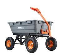 Carro volcador VEVOR, carro volcador de polietileno para jardín con marco de acero fácil de montar, vagón volcador con mango convertible 2 en 1, carretilla utilitaria de 1500 libras de capacidad, neum