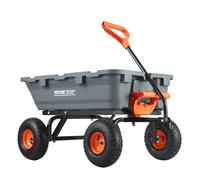 VEVOR Carro Volquete de Polietileno para Jardín con Marco de Acero Fácil de Montar, 2 en 1 Carro Volquete con Mango Convertible, Neumáticos de 255 mm, 363 kg de Gran Capacidad para Jardín, Patio