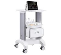 VEVOR Carros de Laboratorio de 2 Niveles Carro Médico con 1 Cajón, 1 Bandeja Superior y 4 Ruedas Silenciosas Carro Médico Móvil con Material ABS para Laboratorio, Clínica, Hospital, Blanco