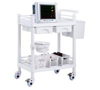 VEVOR - Carros de laboratorio de 2 niveles, carro utilitario de laboratorio con 2 bandejas, 2 cajones y 4 ruedas silenciosas, carro médico móvil con material PP, carro rodante de laboratorio con 3 bot