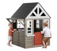 VEVOR Casa de Juegos de Madera al Aire Libre Casa de Juegos de Cedro para Niños Casa de Juegos de Jardín Estilo Rural con Puerta, Ventana, Maceta, Parrilla, Estufa, Fregadero, 1403 x 1260 x 1660 mm