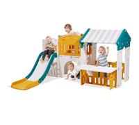 VEVOR Casa de Juegos para Exteriores, Tobogán, Baloncesto, Telescopio, Volante, Túnel para Gatear y Escaparate, Casa de Juegos a Niños a Partir de 1 Año, de Plástico HDPE, 1870 x 1510 x 1105 mm