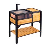 VEVOR Casa para Tortugas 85x50x82,5 cm Hábitat de Tortugas Interior Exterior Caseta de Madera para Tortugas con Soporte de Iluminación Jaula para Reptiles, Animales Pequeños, Lagarto, Serpiente