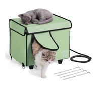VEVOR - Casa elevada con calefacci n para gatos, refugio cuboide para gatitos, tela Oxford 900D, plegable, con almohadilla t rmica para mantener