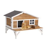 VEVOR Casa para Gatos con Aislamiento, Refugio Elevado de Gato con Aislamiento de Espuma y Plataforma Grande, Casa de Madera Impermeable de Gatos de Interior/Exterior en Invierno, 1105 x 853 x 787 mm