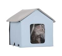 VEVOR Casa para Gatos con Calefacción de 47 x 42 x 47 cm, Refugio para Gatos Plegable Al Aire Libre de Tela Oxford 600D con Almohadilla Térmica, Temperatura Ajustable y Temporizador, Azul (Pequeño)