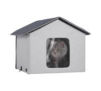 VEVOR Casa para Gatos con Calefacción de 48 x 56 x 44 cm Refugio para Gatos Plegable Al Aire Libre de Tela Oxford 600D con Almohadilla Térmica, Temperatura Ajustable y Temporizador, Gris (Medio)