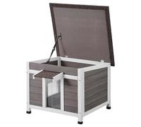 VEVOR Casa para Gatos de Exterior de 600 x 530 x 465 mm, Refugio para Varios Gatos y Conejos de Madera Resistente a la Intemperie al Aire Libre con Ventana, Techo Abierto y Puertas de PVC, Gris