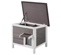 VEVOR Casa para Gatos de Exterior de 610 x 508 x 535 mm, Refugio para Varios Gatos de Madera de Exterior con Aislamiento de Espuma en Todos Los Lados, Techo Abierto, Puertas con Solapas de PVC, Gris