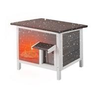 VEVOR Casa para Gatos de Exterior de 610 x 508 x 535 mm, Refugio para Varios Gatos de Madera de Exterior con Aislamiento de Espuma en Todos Los Lados, Techo Abierto, Puertas con Solapas de PVC, Gris