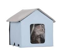 VEVOR Casa para Gatos Plegable con Almohadilla Térmica 47 x 42 x 47 cm Azul (S)