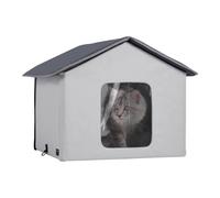 VEVOR Casa para Gatos con Calefacción de 48 x 56 x 44 cm Refugio para Gatos Plegable Al Aire Libre de Tela Oxford 600D con Almohadilla Térmica, Temperatura Ajustable y Temporizador, Gris (Medio)