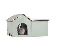 VEVOR Casa para Gatos con Calefacción de 67 x 56 x 41 cm, Refugio para Gatos Plegable Al Aire Libre de Tela Oxford 600D con Almohadilla Térmica, Temperatura Ajustable y Temporizador, Verde (Grande)