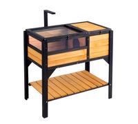 VEVOR Casa para Tortugas 85x50x82,5 cm Hábitat de Tortugas Interior Exterior Caseta de Madera para Tortugas con Soporte de Iluminación Jaula para Reptiles, Animales Pequeños, Lagarto, Serpiente