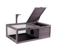 VEVOR Casa para Tortugas 96,5x61x33 cm Hábitat de Tortugas Interior Exterior Caseta de Madera para Tortugas con Soporte de Iluminación Colgante para Reptiles, Animales Pequeños, Lagarto, Serpiente