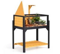 VEVOR Casa para Tortugas de Madera 2 Cabinas con Estante de Almacenamiento | Terrario para Reptiles Animales Pequeños, Panel Transparente de Visualización, Soporte para Lámpara, con Kit de Instalación