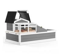 VEVOR Casa para Tortugas de Madera 4 Cabinas Terrario para Reptiles Terraza | Recinto para Animales Pequeños Interior Exterior, Techos de Malla, Tapa Abatible, Rampa Integrada, con Kit de Instalación