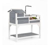 VEVOR Casa para Tortugas de Madera Terrario para Reptiles de Soporte Alto, Recinto para Animales Pequeños, 4 Cabinas, Paneles Laterales Transparentes, Soporte de Lámpara Ajustable, Techos de Malla