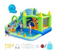 VEVOR Castillo Hinchable 344 x 374 x 213 cm, Parque Infantil Inflable con Tobogán Acuático, Aro de Baloncesto, Piscina de Chapoteo y Lanzamiento de Aros de Agua para 3 a 4 Niños de 3 a 8 Años